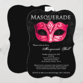 Rosa Masquerade Ball Maske Kostüm Halloween Teil Einladung (Vorne/Hinten)