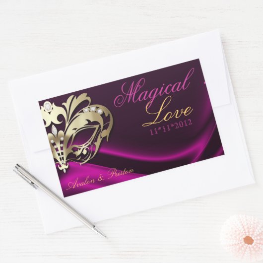 Rosa Masquerade Gold Candy Buffet Aufkleber (Umschlag)