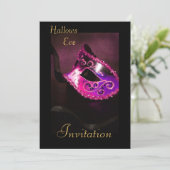 Rosa Masquerade Halloween Einladung (Stehend Vorderseite)