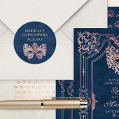 Rosa Masquerade Maske Elegante Quinceanera Runder Aufkleber