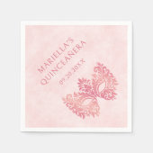 Rosa Masquerade Maske Elegante Quinceanera Serviette (Vorderseite)