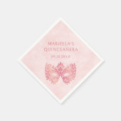 Rosa Masquerade Maske Elegante Quinceanera Serviette (Ecke)