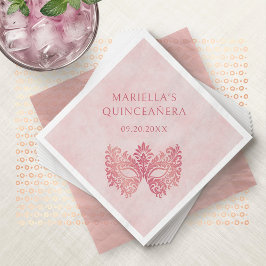 Rosa Masquerade Maske Elegante Quinceanera Serviette