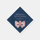 Rosa Masquerade Maske Elegante Quinceanera Serviette (Ecke)
