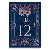 Rosa Masquerade Maske Elegante Quinceanera Tischnummer (Rückseite)