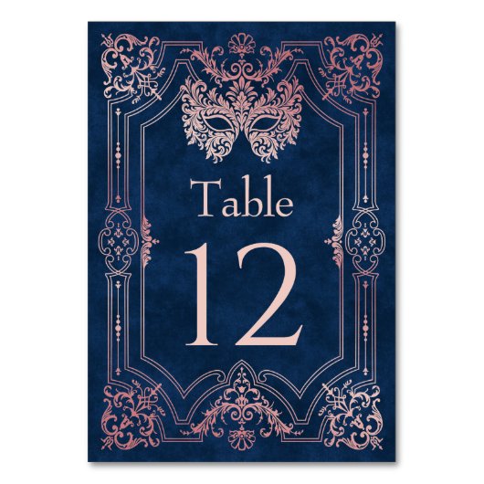 Rosa Masquerade Maske Elegante Quinceanera Tischnummer (Rückseite)