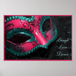 Rosa Masquerade Maske Lagh Liebe Dance Print Poster