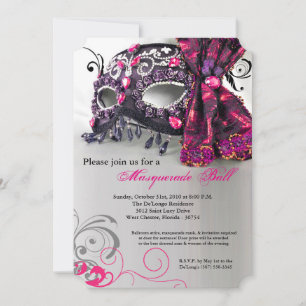Rosa Masquerade Maskenball Halloween Einladung