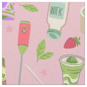 rosa Matcha-Tee-Erdbeershake Stoff (Nahaufnahme)