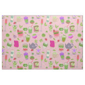 rosa Matcha-Tee-Erdbeershake Stoff (Fat Quarter (45,7 x 55,9 cm))