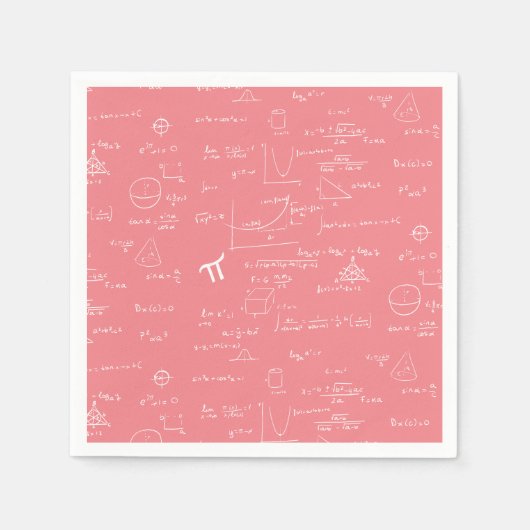 Rosa Math Equations Graphics Party Serviette (Vorderseite)