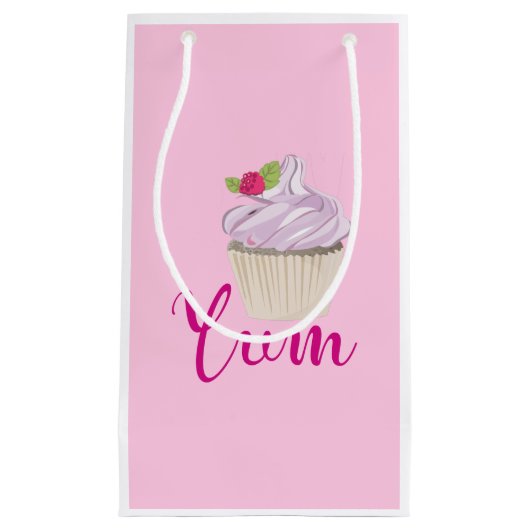 Rosa Mattiert Cupcake Yum! Kleine Geschenktüte (Vorderseite)