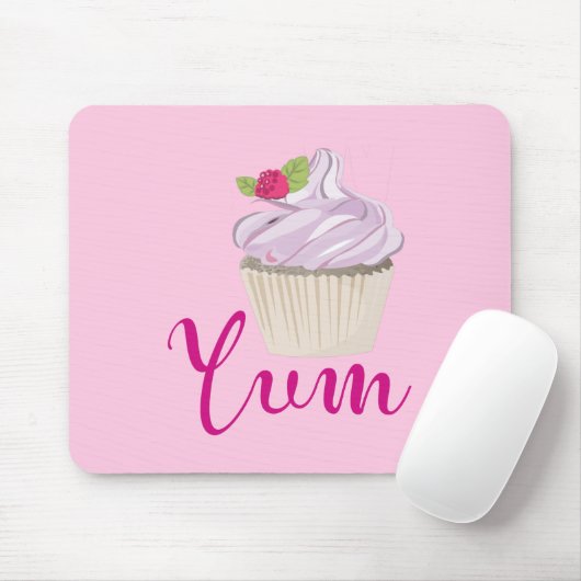 Rosa Mattiert Cupcake Yum! Mousepad (Mit Mouse)