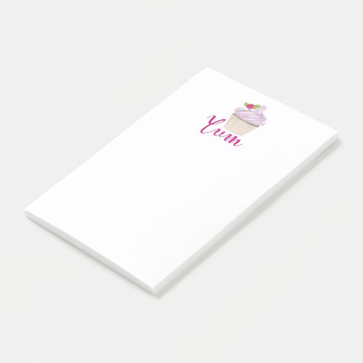 Rosa Mattiert Cupcake Yum! Post-it Klebezettel (angewinkelt)