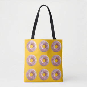 Rosa mattierte Donuts mit bunten Sprinklen Tasche