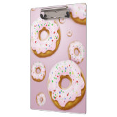 Rosa Mattierte Donuts mit Sprinklermuster Klemmbrett (Links)