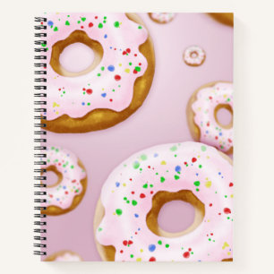 Rosa Mattierte Donuts mit Sprinklermuster Notizblock
