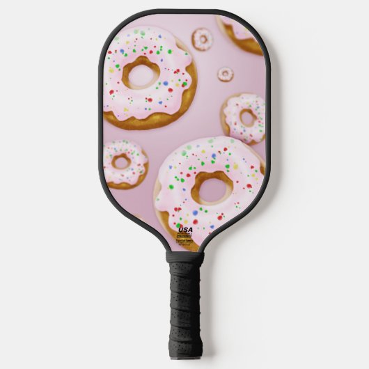 Rosa Mattierte Donuts mit Sprinklermuster Pickleball Schläger (Vorderseite)