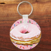 Rosa Mattierte Erdbeere Doughnut Key Chain Schlüsselanhänger (Vorderseite)