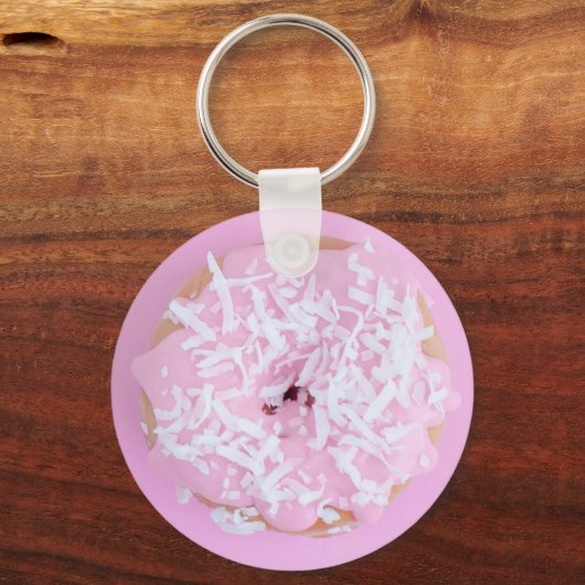 Rosa mattierte Kokossprinklen Donuts Schlüsselanhä Schlüsselanhänger (Vorderseite)