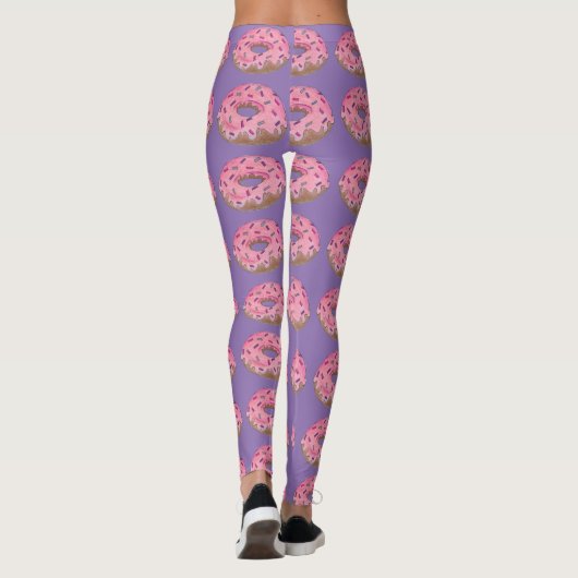 Rosa Mattierte Sprinklen Donut Doughnut Junk Food Leggings (Rückseite)