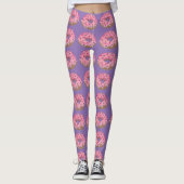 Rosa Mattierte Sprinklen Donut Doughnut Junk Food Leggings (Vorderseite)