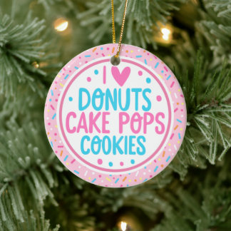 Rosa Mattierte Sprinklen I Liebe Donuts Kuchen Pop Keramik Ornament