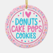 Rosa Mattierte Sprinklen I Liebe Donuts Kuchen Pop Keramik Ornament (Vorne)
