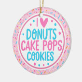Rosa Mattierte Sprinklen I Liebe Donuts Kuchen Pop Keramik Ornament (Links)