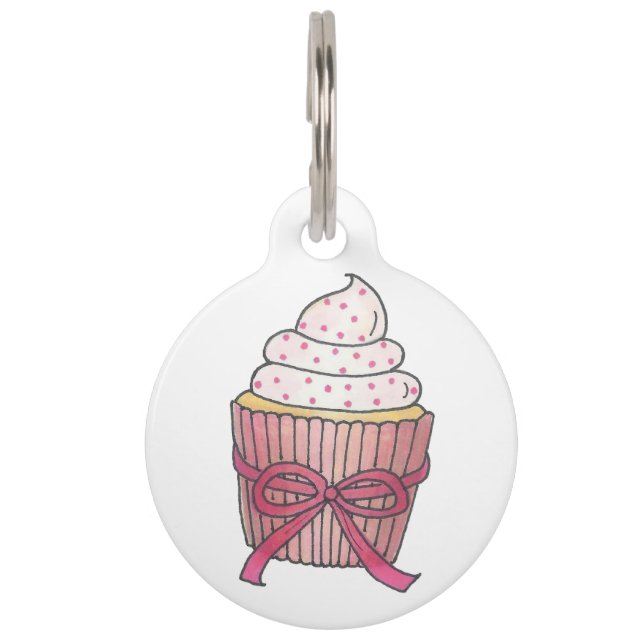 Rosa Mattierter Cupcake Sprinkles Bow Cake Feinsch Tiermarke (Vorderseite)