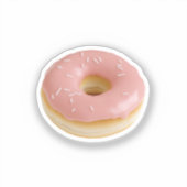 Rosa Mattierter Donut mit Sprinklen Aufkleber (Vorderseite)