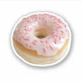 Rosa Mattierter Donut mit Sprinklen Aufkleber (Vorderseite)