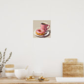 Rosa, Mattierter Donut und Kaffee Poster (Küche)