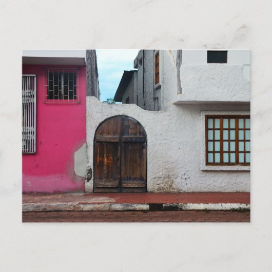 Rosa Mauer, gekrönte Türen, Galapagos Inseln Postkarte (Vorderseite)