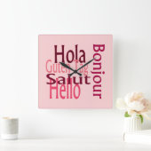 Rosa Maueruhr Quadratische Wanduhr (Zuhause)