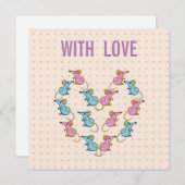 Rosa Mäuse, blaue Mäuse Dankeskarte (Vorne/Hinten)