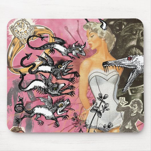 Rosa Mausunterlage Collage Mousepad (Vorne)