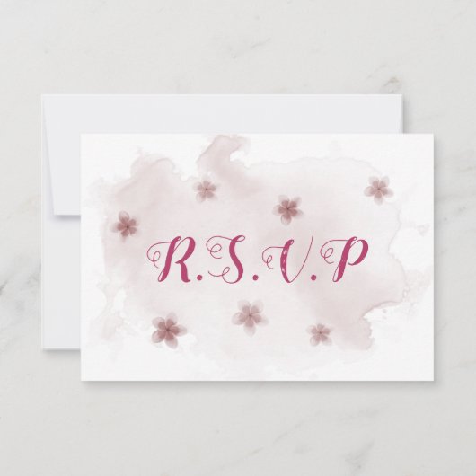 Rosa mauve Blume botanische Speisen RSVP Karte (Rückseite)