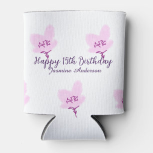 Rosa mauve Blumen 15. Geburtstag Quinceanera Name  Dosenkühler
