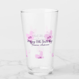 Rosa mauve Blumen 15. Geburtstag Quinceanera Name  Glas