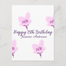 Rosa mauve Blumen 15. Geburtstag Quinceanera Name 