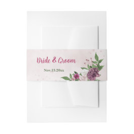 Rosa Mauve burgundy Grüne Einladung zur Hochzeit Einladungsbanderole