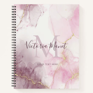Rosa Mauve-Goldader-Marmor-Schrift Notizblock