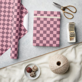 Rosa Mauve Karo Scheckig Mädchenhaft Retro Y2K Geschenkpapier