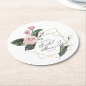 Rosa Mauve Rose Blumengoldrahmen Brautparty rz Runder Pappuntersetzer (Angewinkelt)
