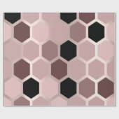 Rosa Mauve Rose Gold Geometry Honeycomb Hexagon Geschenkpapier (Flach)