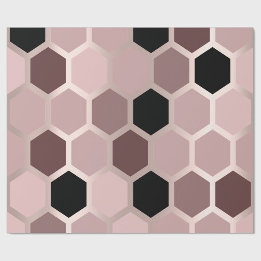 Rosa Mauve Rose Gold Geometry Honeycomb Hexagon Geschenkpapier (Flach)