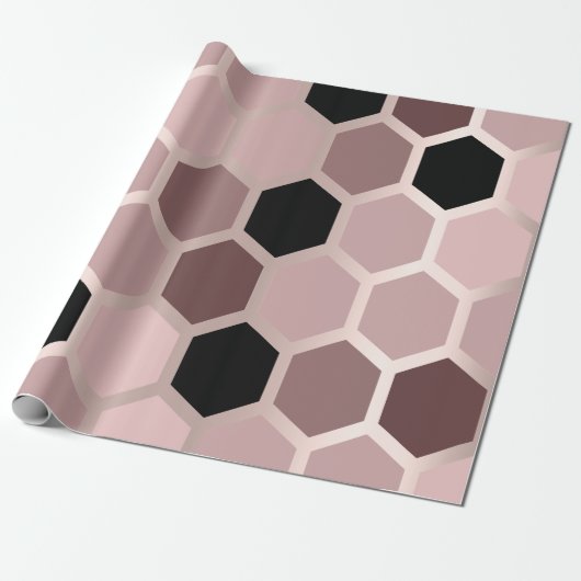 Rosa Mauve Rose Gold Geometry Honeycomb Hexagon Geschenkpapier (Ungerollt)