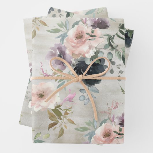 Rosa Mauve und schwarze Pflaumen Geschenkpapier Set (Beispiel)