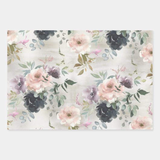 Rosa Mauve und schwarze Pflaumen Geschenkpapier Set (Vorderseite 3)